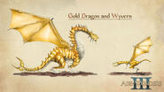 Золотой дракон и виверна-концепт-арт