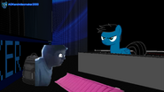 Pony video maker finding out Leopold sneaking into his studio (Screencap from episode 95)