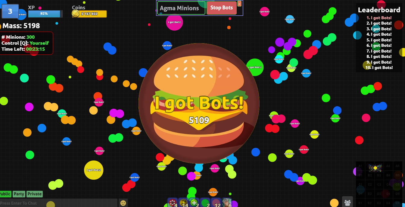 Agar.io - Playing with Bots/Minions! 