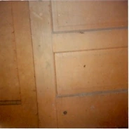 The door with bullet holes.