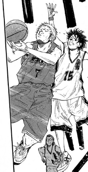 Sora attempting to stop Kazushi from scoring