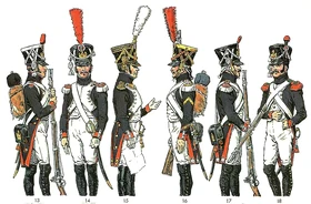 Fusiliers-chasseurs et fusiliers-grenadiers de la Garde impériale en grande tenue. Planche de Richard Knötel.