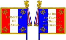 Insigne Original 2e Régiment De Cuirassiers – Cavalerie Française, Variante G2861, Très Bon état