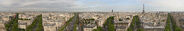 Vue panoramique de Paris, depuis le sommet de l'Arc de Triomphe.