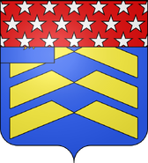 (2) : D'azur, aux trois chevrons brisés, alaisés et superposés d'or ; « franc-quartier » des Comtes Ministres ; chef des ducs de l'Empire brochant.[11],[12],<ref name="Roret1854">