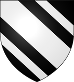 Blason de la  : De sable à la bande d'argent accompagnée de 2 cotices de même'"`UNIQ--ref-0000000C-QINU`"'.