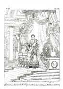 Napoléon-Lefèvre 1806.jpg (384 kio) Portrait de Napoléon en costume du sacre, gravure au trait tirée du Pausanias français. d'après le tableau de Robert Lefèvre exposé au Salon de 1806 en même temps que celui d'Ingres.