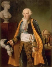  (1745-1827), mathématicien et astronome, en habit de  du  sous l'Empire,  (1783–1855), , .