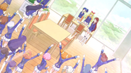 Yurika along with Otome, Sakura and other student cheering for Ichigo, Aoi and Ran.