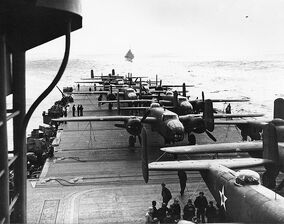 B-25 on the deck of USS Hornet during Doolittle Raid