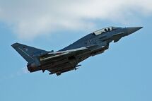 A double-seat Eurofighter Typhoon of the German Air Force.