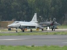 One JF-17 in front of two parked Mirage 5 cropped version-1-