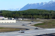 Five F-22A Raptors at Elmendorf AFB