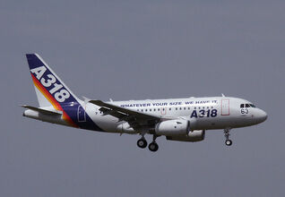 An A318 in flight.