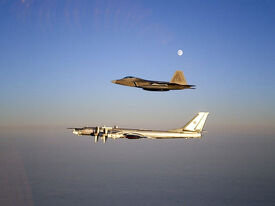 An F-22 Raptor intercepting a Russian Tu-95 Bear in 2007