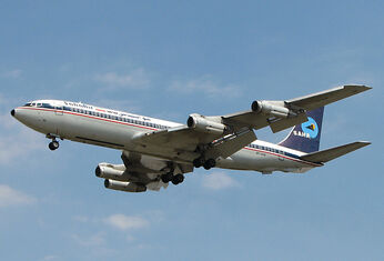 A Saha Air Boeing 707 in flight.