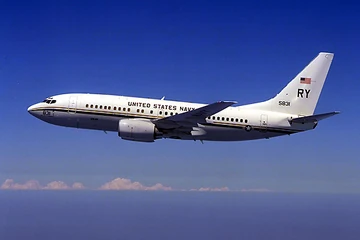 A US Navy C-40 Clipper in flight.