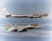 F-14 Tomcat VF-114 escorting TU-95 Bear