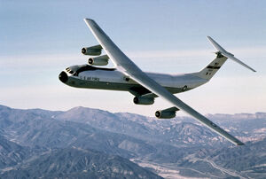 A C-141 Starlifter in flight.