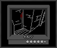 A still of the demon being seen on a monitor.