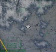 Location of the base proper on the map; It's inside of and around that crevasse the plane is roughly facing.