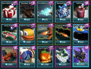 Assorted VIP Cosmetic Items in the VIP Shop