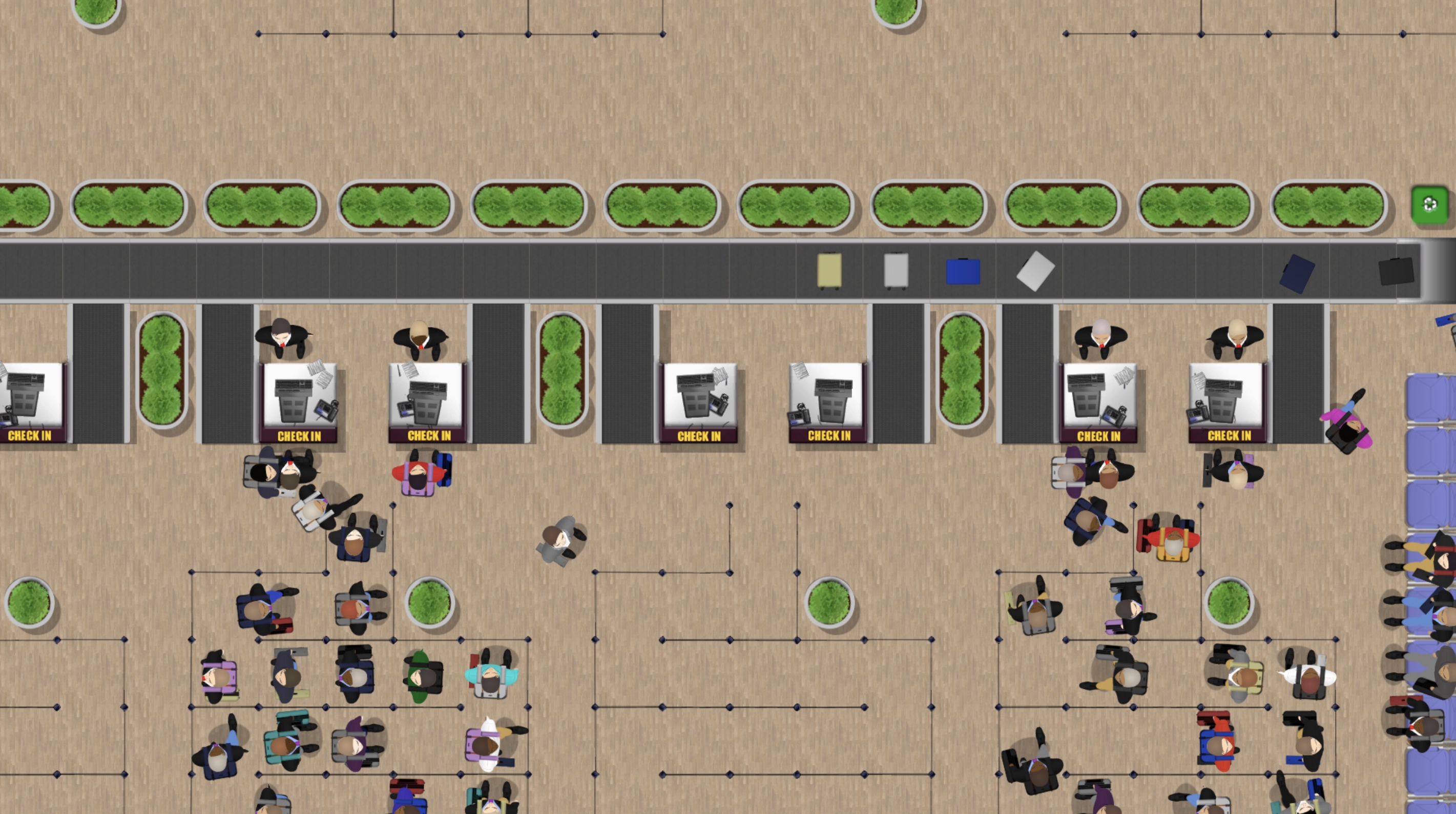airport ceo game all passengers in one line