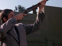 Kinskov doing some trap shooting with his Beretta shotgun. They are celebrating the apparent success of their plan. A little too early, perhaps.