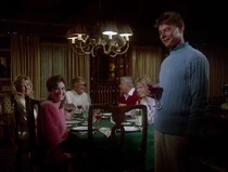 Brunette-airwolf II.jpg (27 KB) A very early appearance of Chelsea Field billed simply as "brunette" in the pink dress. She doesn't get any lines except to join in a toast to the Admiral proposed by Hawke. Don't really know what her role at the table is.