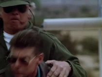 IMDB lists Tony Epper as a soldier at Horn's base. Here he is, slightly blurred, subduing Hawke.