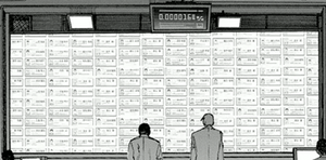 亜人管理委員会にとって障害になりうる人間の割合と亜人擁護思想の人間リストを表示しているパネル