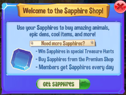 Current welcome to the Sapphire Shop pop up.