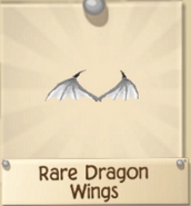 A white and gray pair of Rare Dragon Wings that has unknown origins.