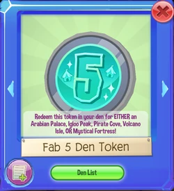 Fab 5 Den Token | Animal Jam Wiki | Fandom