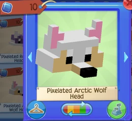 Pixelated arctic wolf head