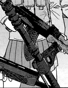 The grenade spigot attached to the muzzle