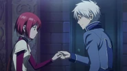 Zen taking Shirayuki's hand.