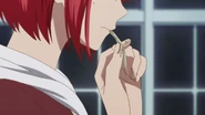 Shirayuki tastes the Yura root to see if it's sweet.
