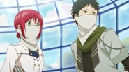 Obi helping Shirayuki and Ryuu in the herb house.