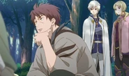 Mukaze thinking up a plan to get Shirayuki and Kazuki back.