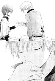 Zen kisses Shirayuki's hand.