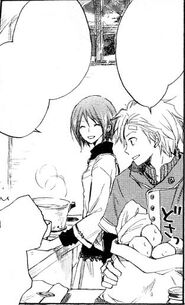 Shuka finds Shirayuki in the kitchen.