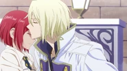 Izana kisses Shirayuki's forehead.