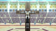 Tatsumi strapped to a crucifix