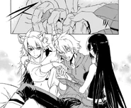 Leone and Akame comforting Tatsumi