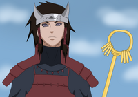 Itami con su Rinnegan y un Shakujo