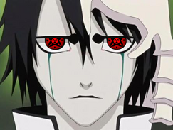 Kento despertando su Mangekyō Sharingan Eterno.