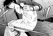 Yona being save by Hak from the snakes' nest