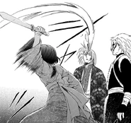 Shin-Ah watches Yona attack Hiyou