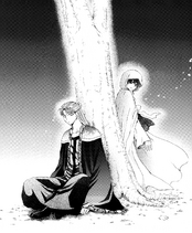 Kan Tae-Jun and Yona talk under the tree